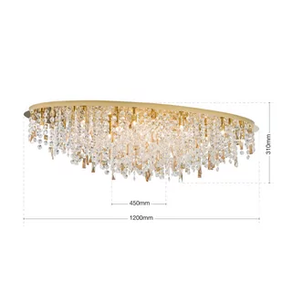 Lampa sufitowa Crystalriver, 120 x 45 cm, złota - Lampy sufitowe - miniaturka - grafika 3