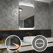Lustra - Prostokątne lustro łazienkowe z podświetleniem LED i włącznikiem dotykowym - Assen - 60 x 70cm - miniaturka - grafika 1