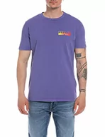 Koszulki męskie - Replay Męski T-shirt M6481, 074 fioletowy, 3XL, 074 Fioletowy, 3XL - miniaturka - grafika 1