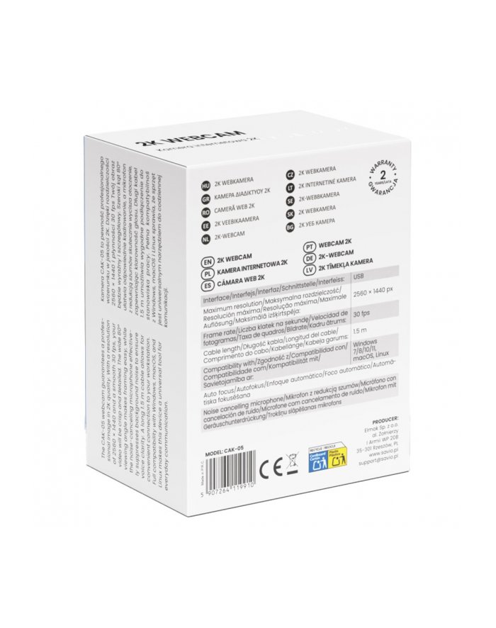 savio Kamera internetowa 2K CAK-05 SAVCAK-05