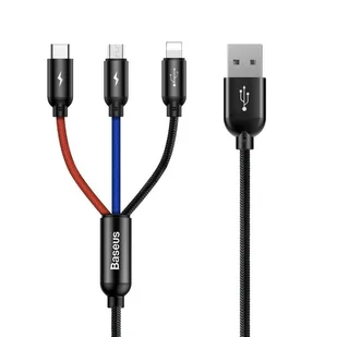 Baseus USB3w1 USB-C / Lightning / Micro 3.5A 1.2m czarny - Kable USB - miniaturka - grafika 1