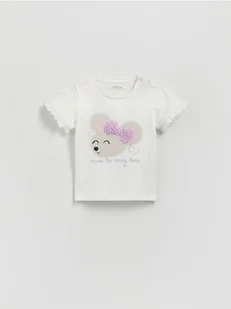 Reserved - Bawełniany t-shirt z aplikacją - złamana biel - Bluzki dla niemowląt - miniaturka - grafika 1