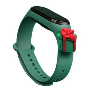 Strap Xmas opaska do Xiaomi Mi Band 4 / Mi Band 3 świąteczny silikonowy pasek bransoletka ciemnozielony (prezent) - Etui i futerały do telefonów - miniaturka - grafika 1