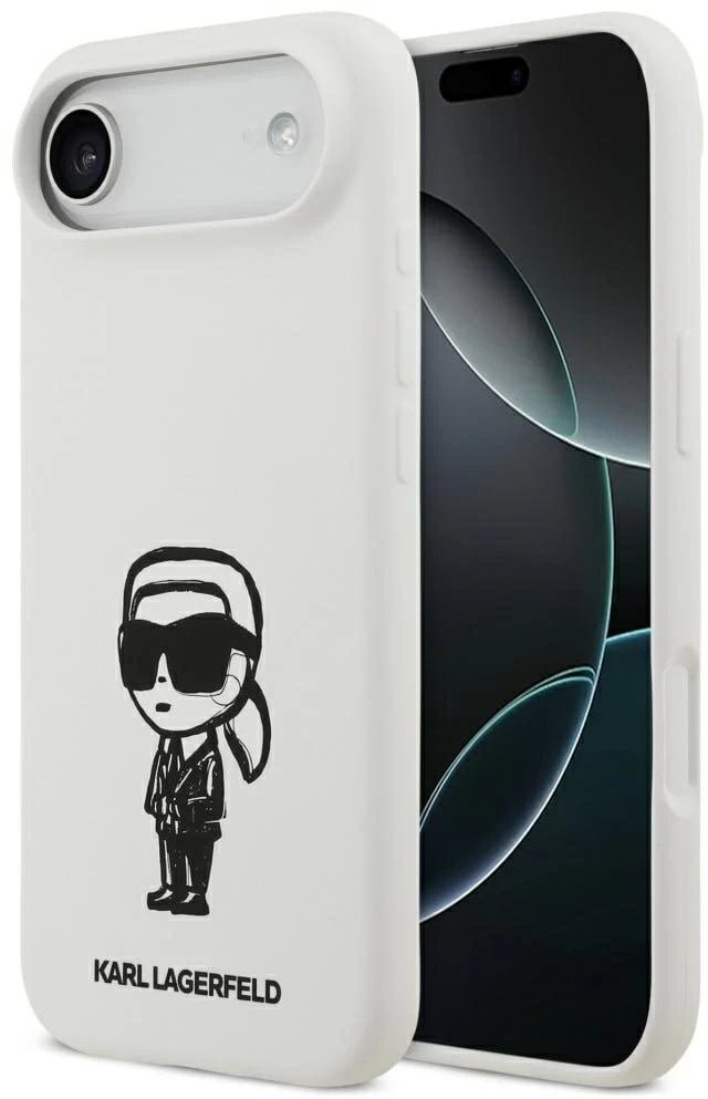 KARL LAGERFELD futerał do IPHONE 17 Air kompatybilny z MagSafe KLHMP17MSKIGROH Silicone W/ KL Sketch & Logo biały