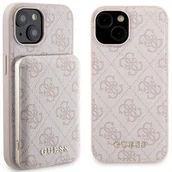 Etui i futerały do telefonów - Guess Zestaw do iPhone 15 + Powerbank 5000mAh MagSafe 4G Metal Logo Różowy - miniaturka - grafika 1