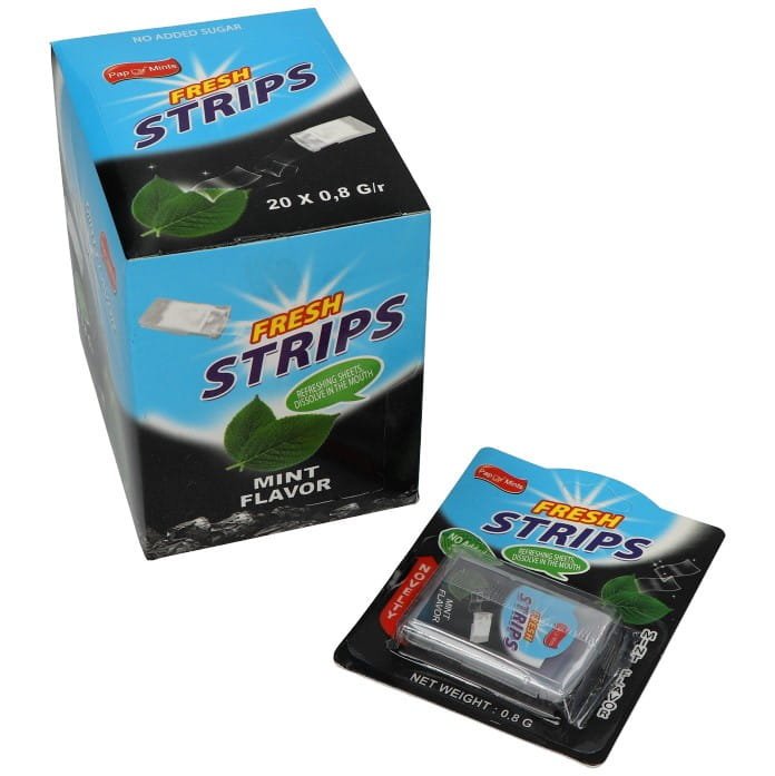 LISTKI O SMAKU MIĘTOWYM FRESH STRIPS OPAK 20SZT BEZ CUKRU