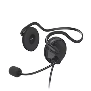 Hama Zestaw słuchawkowy z mikrofonem (przewodowe słuchawki jack 3,5 mm, Aux, słuchawki stereo z kablem, słuchawki nauszne PC z ramieniem mikrofonu i opaską na szyję, kabel audio 2 m), kolor czarny - Akcesoria do słuchawek - miniaturka - grafika 1