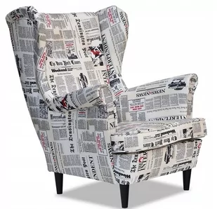 Fotel Uszak motyw starej gazety czarno biały DRUK - Fotele - miniaturka - grafika 1