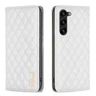 Etui i futerały do telefonów - Diamond Lattice Magnetyczne skórzane etui na telefon z klapką Biały For Samsung Galaxy S24+ 5G - miniaturka - grafika 1