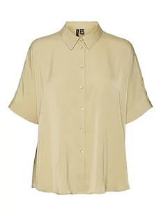 VERO MODA VMKATRINE S/S koszula damska Oversized Shirt WVN NOOS, khaki, XXL - Koszule damskie - miniaturka - grafika 1