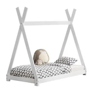 Łóżka dla dzieci i młodzieży - [en.casa] Łóżko dziecięce 80x160cm białe w stylu tipi wykonane z drewna sosnowego łóżko młodzieżowe łóżko drewniane łóżko domowe - miniaturka - grafika 1
