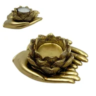 Świeczniki - Złoty Świecznik Glamour w Kształcie Dłoni - Blask, Styl i Symbolika w Jednym - miniaturka - grafika 1