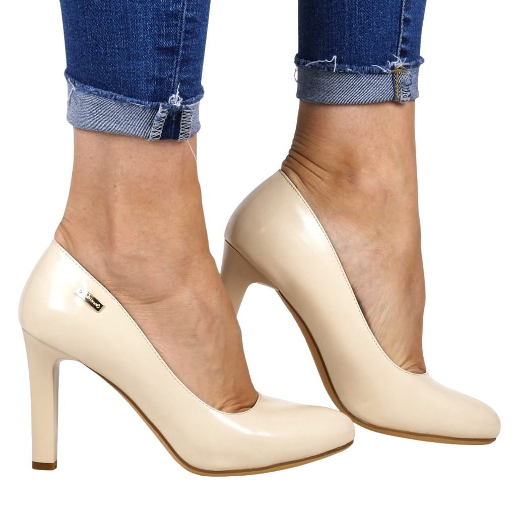 Damskie Czółenka Na Słupku Szpilki Obcasie Sergio Leone 1457 Nude Matowe