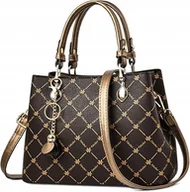 Torebki damskie - Torebka Damska Kuferek Elegancja Vintage Tote Premium Czarna Złota - miniaturka - grafika 1