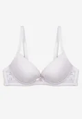 Biustonosze - Biały Koronkowy Biustonosz Push-Up Regulowanych Ramiączkach Yloena - miniaturka - grafika 1