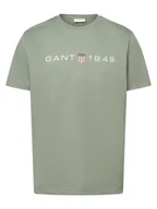 Koszulki męskie - Gant T-shirt męski Mężczyźni Bawełna zielony nadruk, M - miniaturka - grafika 1