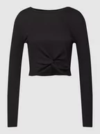 Bluzki damskie - Bluzka krótka z długim rękawem i wiązanym detalem model ‘DRAKEY’ - miniaturka - grafika 1