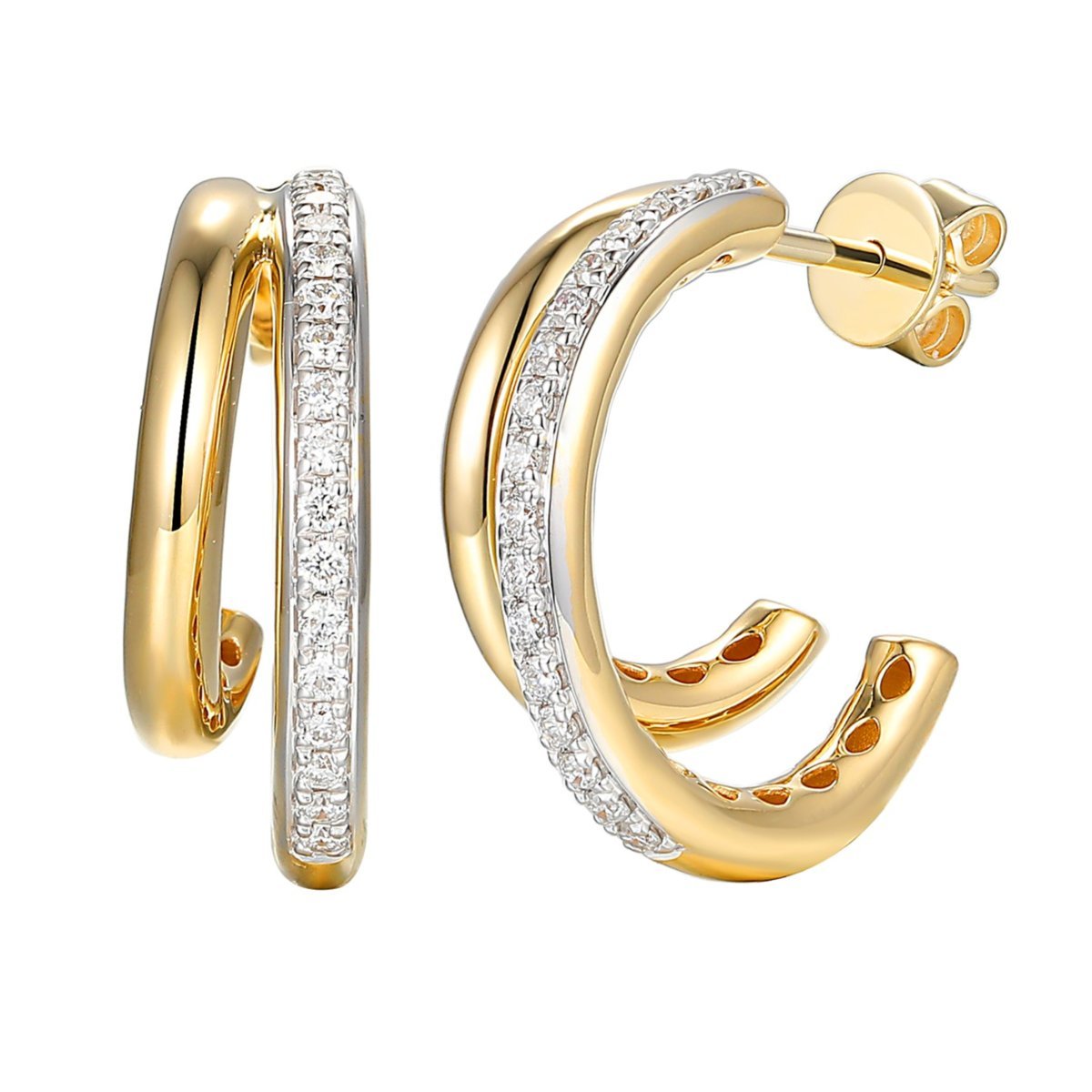 Kolczyki złote Au 585 z diamentami 0,26ct