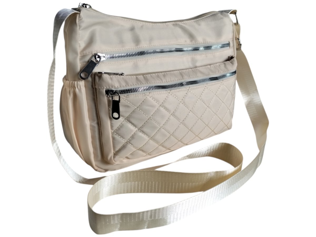 Torebka Damska, Modna Mała Listonoszka Na Ramie, Beżowa Torba Z Tkaniny