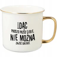 Kubki - KUBEK UCHO RANT ZŁOTY PORCELANOWY RETRO 280ML PREZENT MOTYWACJA MIX WZORY - miniaturka - grafika 1