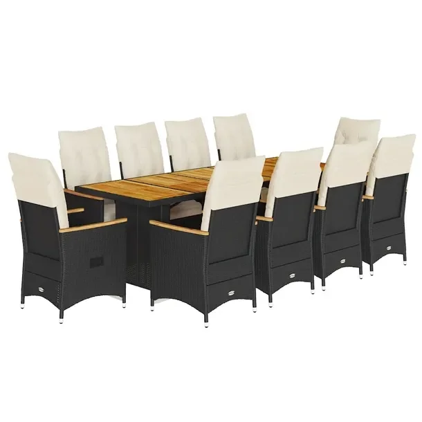Zestaw Bistro Ogrodowy z Rattanu PE, Stół 240x90x75 cm, Krzesła 56x59x92