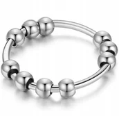 Pierścionki - Srebrny Pierścionek Antystresowy Anxiety Ring ze Stali Chirurgicznej Stres - miniaturka - grafika 1