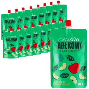 OWOLOVO Jabłkowo Mus owocowy 200 g x 16 sztuk - Koncentraty warzywne, przeciery - miniaturka - grafika 1