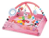 Maty edukacyjne - DUŻA MATA EDUKACYJNA MIĘKKA INTERAKTYWNA DLA NIEMOWLAKA 2W1 RÓŻOWA + PIŁKI - miniaturka - grafika 1