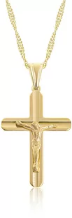 Krzyżyk srebrny pozłacany z łańcuszkiem - Biżuteria religijna - miniaturka - grafika 1