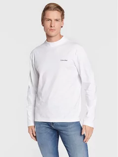 Bluzy męskie - Calvin Klein Longsleeve Micro Logo K10K110179 Biały Regular Fit - grafika 1