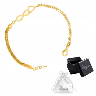 Bransoletka srebro pr. 925 Elegancka Złota Bransoletka Serce-Nieskończoność - Bransoletki - miniaturka - grafika 1