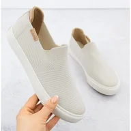 Slip on damskie - Tenisówki tekstylne slip on beżowe Big Star RR274721 beżowy - miniaturka - grafika 1