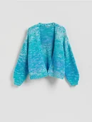 Swetry damskie - Reserved - Wzorzysty kardigan - turkusowy - miniaturka - grafika 1