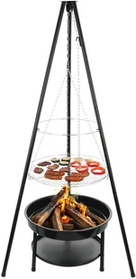Palenisko trójnóg duży grill ogniskowy ogrodowy wiszący 2w1 - Paleniska ogrodowe - miniaturka - grafika 1