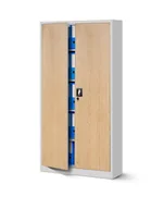 Inne meble biurowe - Biurowa szafa metalowa JAN: biała/dąb sonoma, szafa bhp, na dokumenty, na leki - miniaturka - grafika 1
