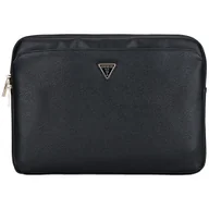 Torby na laptopy - Torba Guess Sleeve 14" Grained Zipper Pocket Triangle Logo czarny - miniaturka - grafika 1