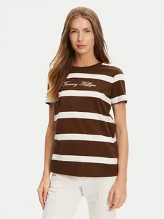 Tommy Hilfiger T-Shirt Script WW0WW45746 Brązowy Regular Fit - Koszulki i topy damskie - miniaturka - grafika 1