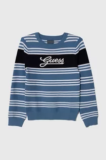 Swetry dla chłopców - Guess sweter dziecięcy kolor niebieski lekki - grafika 1