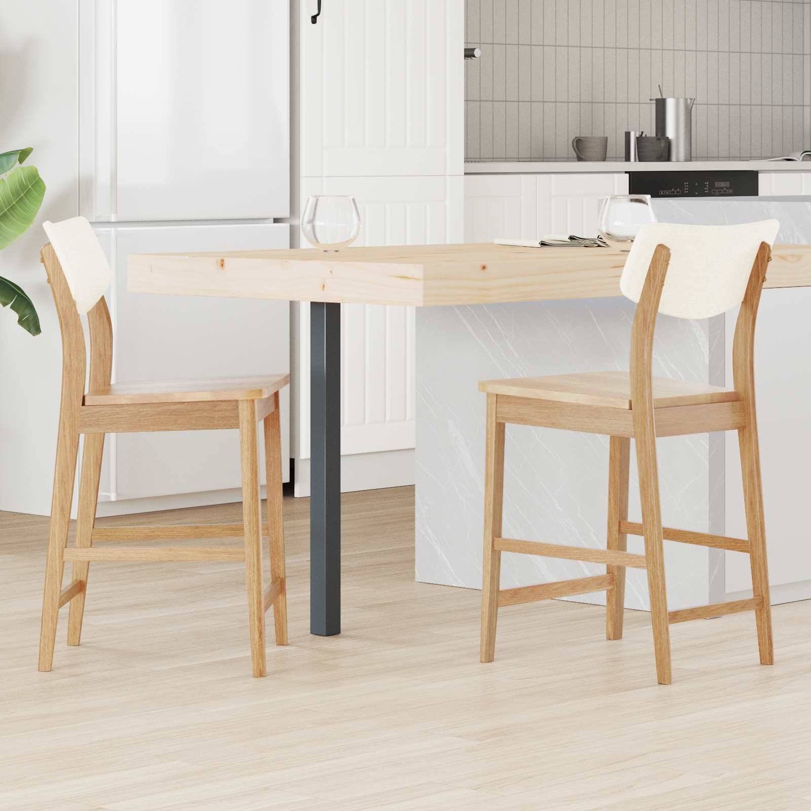 vidaXL Krzesła jadalne 2 pcs 48 x 49 x 95 cm Drewno Gumowe