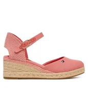 Espadryle damskie - Espadryle Tommy Hilfiger Mid Wedge Espad Closed Toe FW0FW09233 Koralowy - miniaturka - grafika 1