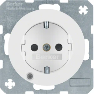 Berker R.1/R.3 Berker Gniazdo SCHUKO z diodą kontrolną LED biały, połysk - Gniazdka elektryczne - miniaturka - grafika 1