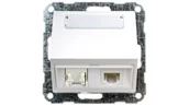 Gniazdka elektryczne - Optima Gniazdo teleinformatyczne podwójne RJ12/RJ45 kat.5e białe 12004902 - miniaturka - grafika 1