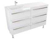 Szafki łazienkowe - Szafka Stojąca Z Umywalką ATH 120 cm S Lewa - Biały Mat - Uchwyty Stal Szczotkowana - miniaturka - grafika 1