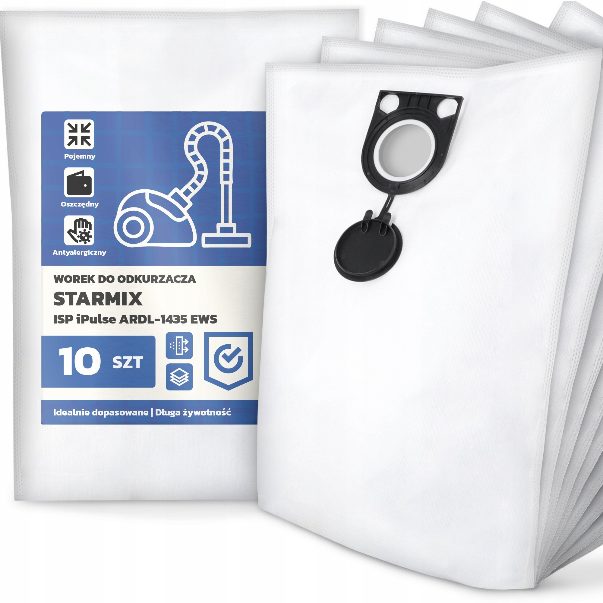 10x Worek do Odkurzacza Starmix Isp iPulse ARDL-1435 Ews Syntetyczny G9