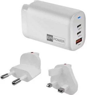 ER Power Ładowarka sieciowa Charger 65W GaN USB-C, USB-A, biała - Ładowarki do telefonów - miniaturka - grafika 1
