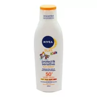 Balsamy i kremy do opalania - Nivea Sun Kids Protect & Sensitive Sun Lotion SPF50+ preparat do opalania ciała 200 ml - miniaturka - grafika 1