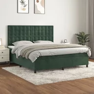 Łóżka - vidaXL Łóżko kontynentalne z materacem, ciemnozielone, 180x200 cm - miniaturka - grafika 1
