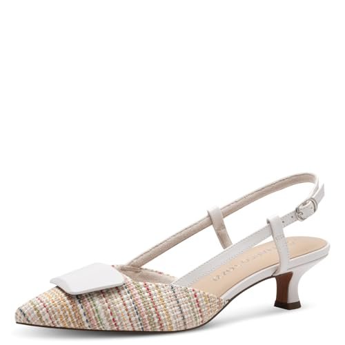 MARCO TOZZI Damskie czółenka typu sling, spiczaste, eleganckie, biały (White Multi), 42 EU