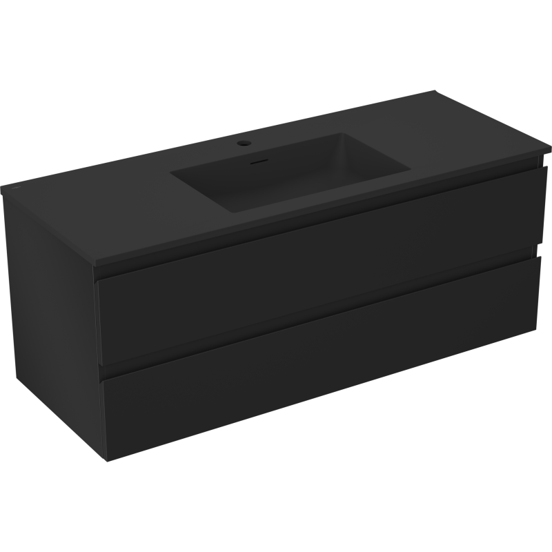Mexen Orio szafka łazienkowa 120 cm z umywalką Otis, 2 szuflady, czarna mat - 91A10-12047-2-BFF71-W18M71