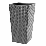 Donice - Doniczka FINEZJA RATTAN 19 cm grafitowy metalic - miniaturka - grafika 1